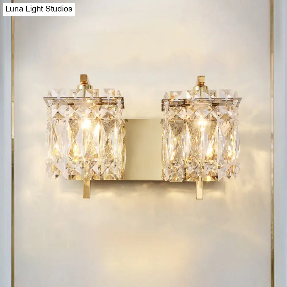DecorBites™ Contemporary Rectangle Wall Mount Sconce Light with Crystal Shade - Elegant Beveled Design