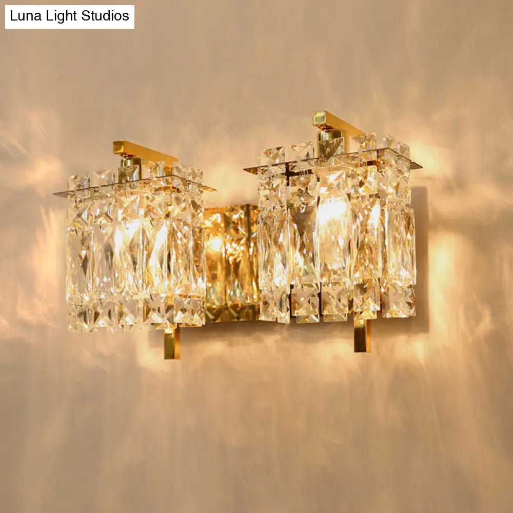 DecorBites™ Contemporary Rectangle Wall Mount Sconce Light with Crystal Shade - Elegant Beveled Design