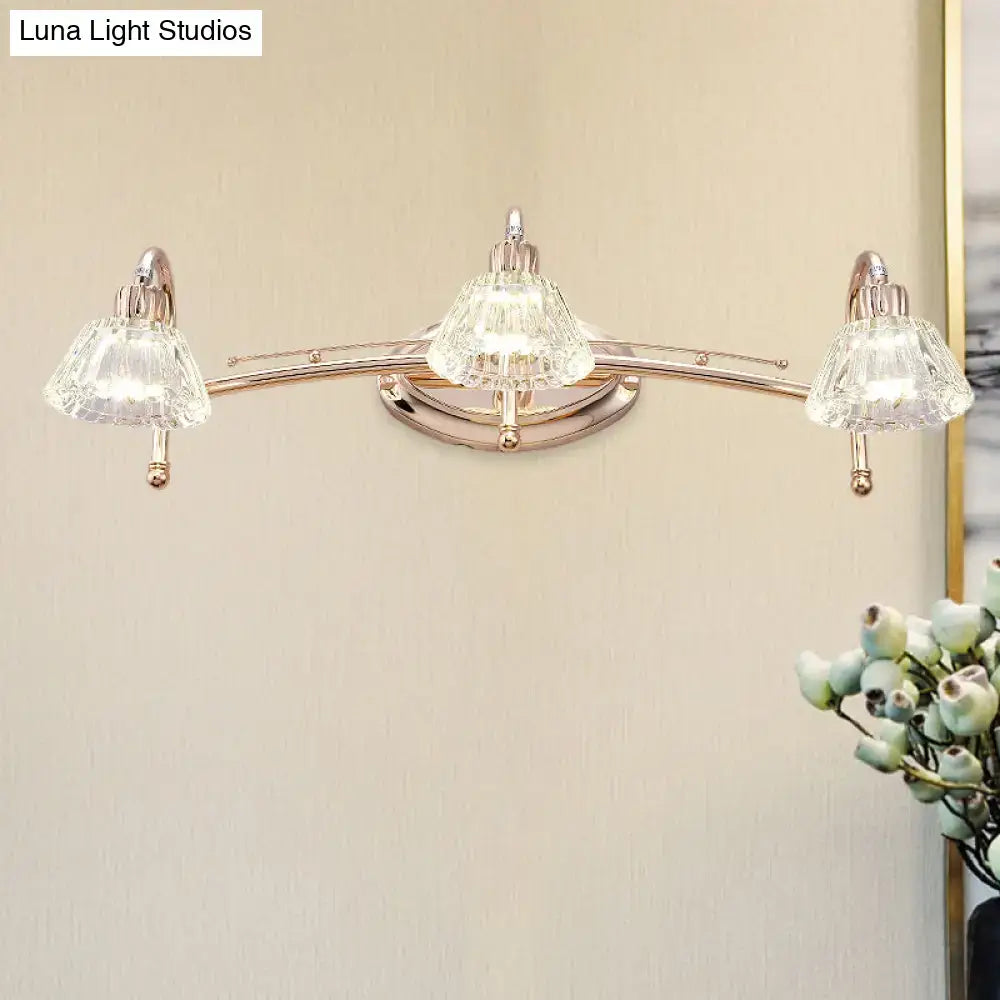 Contemporary rose gold wall vanity light bathroom truncated cone shade