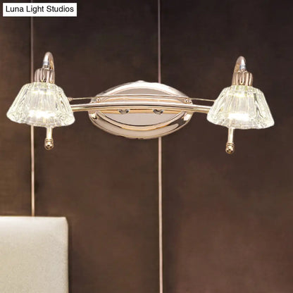 DecorBites™ Contemporary Rose Gold Wall Vanity Light with Crystal Shade - 2/3 Bulbs