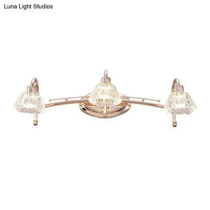 DecorBites™ Contemporary Rose Gold Wall Vanity Light with Crystal Shade - 2/3 Bulbs