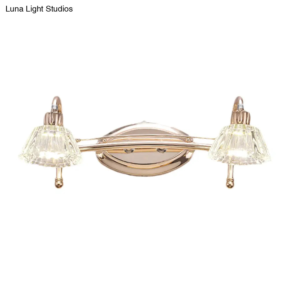 DecorBites™ Contemporary Rose Gold Wall Vanity Light with Crystal Shade - 2/3 Bulbs