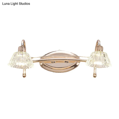 DecorBites™ Contemporary Rose Gold Wall Vanity Light with Crystal Shade - 2/3 Bulbs