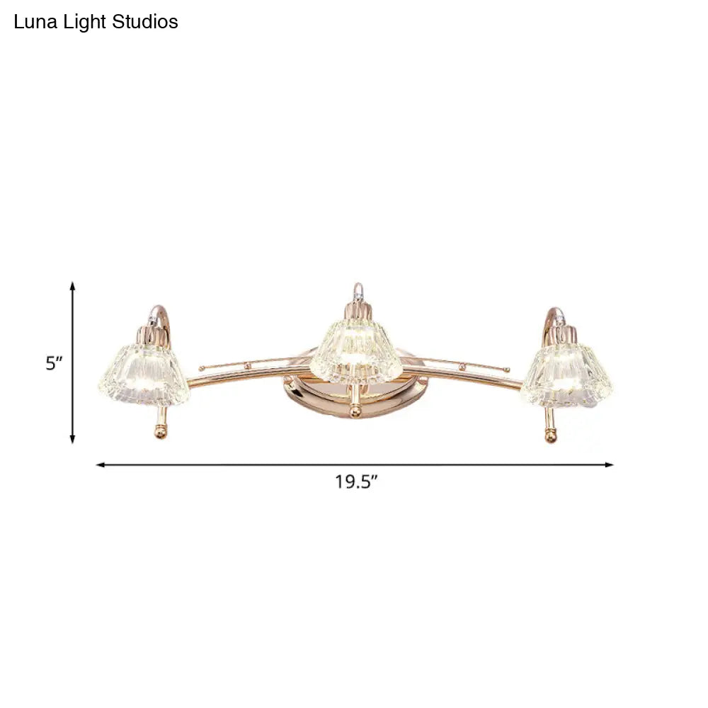 DecorBites™ Contemporary Rose Gold Wall Vanity Light with Crystal Shade - 2/3 Bulbs