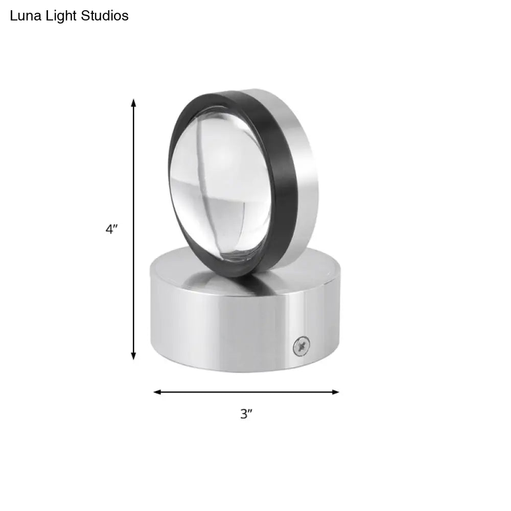 DecorBites™ Contemporary Round Wall Lamp: Metal & Crystal LED Light for Dining Room, Silver Finish, Warm/White Illumination