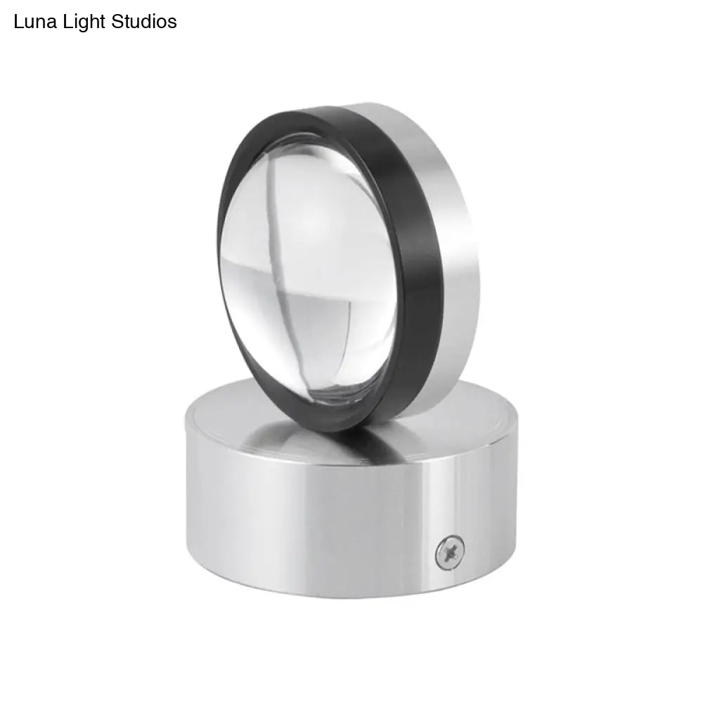 DecorBites™ Contemporary Round Wall Lamp: Metal & Crystal LED Light for Dining Room, Silver Finish, Warm/White Illumination