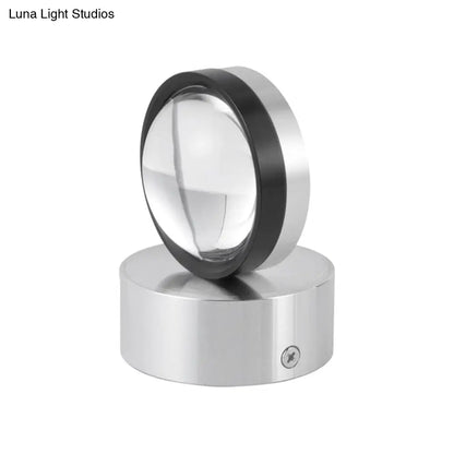 DecorBites™ Contemporary Round Wall Lamp: Metal & Crystal LED Light for Dining Room, Silver Finish, Warm/White Illumination