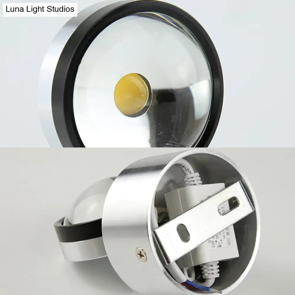 DecorBites™ Contemporary Round Wall Lamp: Metal & Crystal LED Light for Dining Room, Silver Finish, Warm/White Illumination