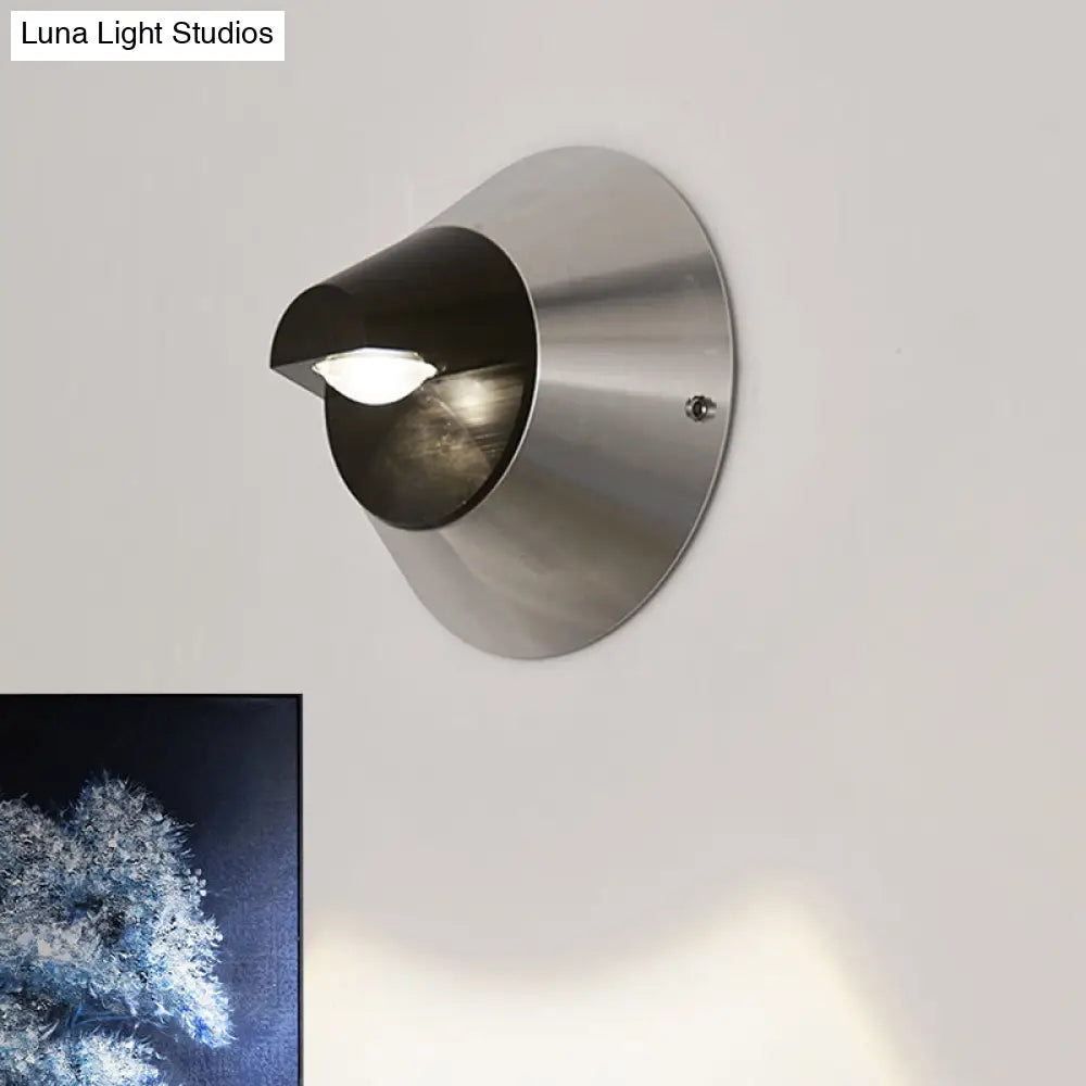 DecorBites™ Contemporary Round Wall Light in Black - Aluminum, Warm/White Light, 1-Light Corridor Sconce Fixture