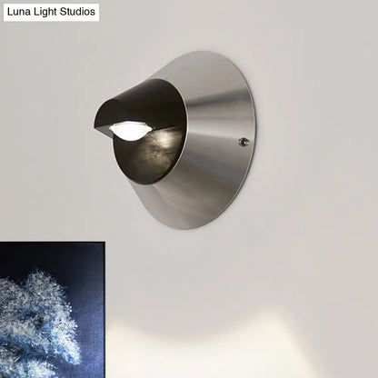 DecorBites™ Contemporary Round Wall Light in Black - Aluminum, Warm/White Light, 1-Light Corridor Sconce Fixture