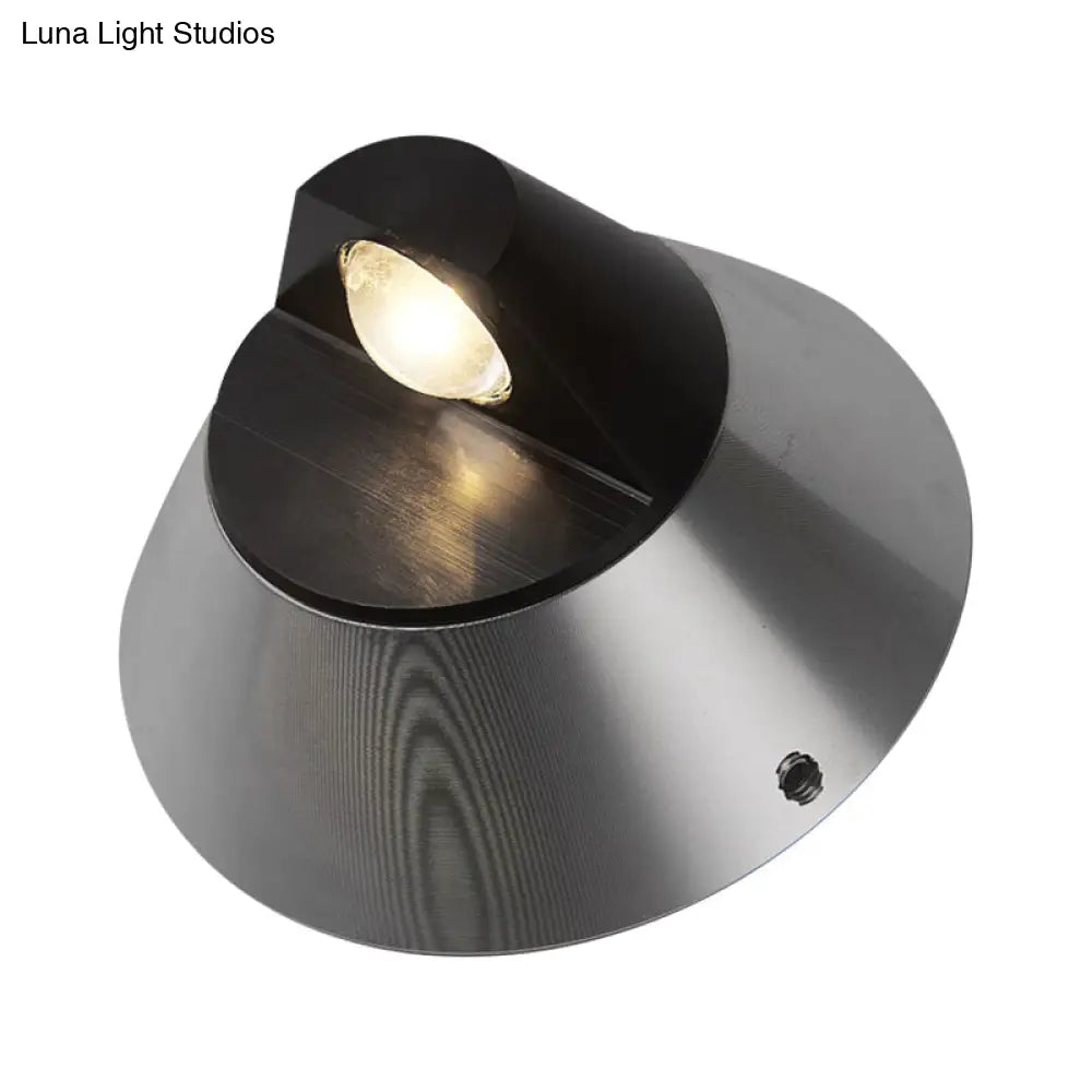 DecorBites™ Contemporary Round Wall Light in Black - Aluminum, Warm/White Light, 1-Light Corridor Sconce Fixture