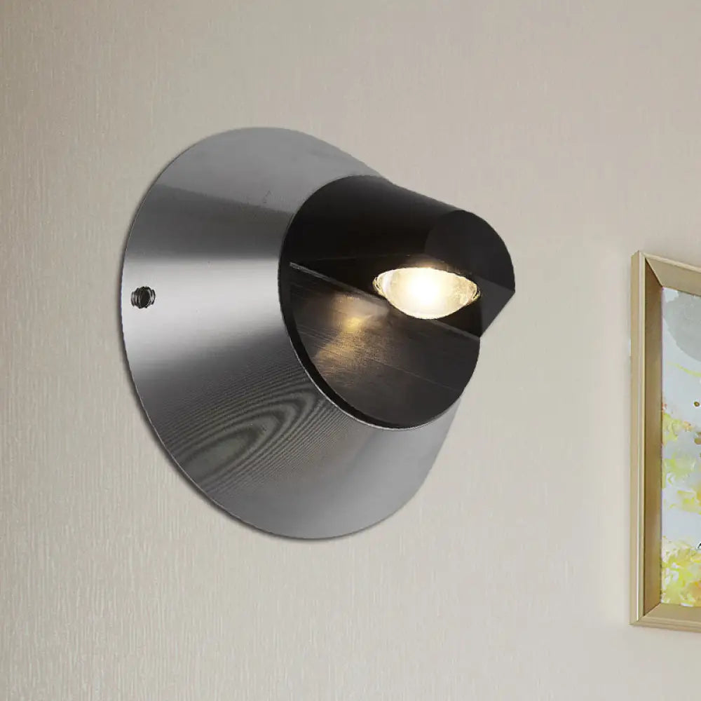 DecorBites™ Contemporary Round Wall Light in Black - Aluminum, Warm/White Light, 1-Light Corridor Sconce Fixture