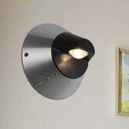DecorBites™ Contemporary Round Wall Light in Black - Aluminum, Warm/White Light, 1-Light Corridor Sconce Fixture