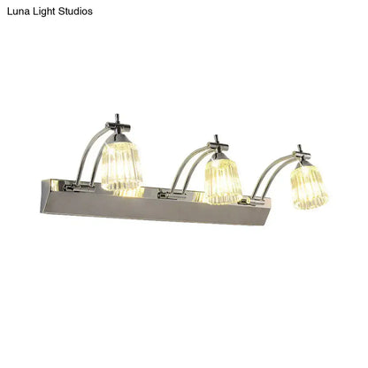 Contemporary silver 3 head crystal vanity light bathroom wall light