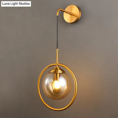 DecorBites™ Contemporary Smoke Gray/Clear/Amber Glass Wall Lamp: Single Brass Finish Sconce Light Fixture