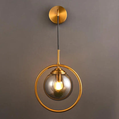 DecorBites™ Contemporary Smoke Gray/Clear/Amber Glass Wall Lamp: Single Brass Finish Sconce Light Fixture