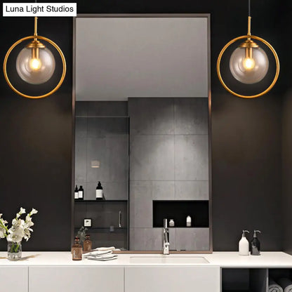 DecorBites™ Contemporary Smoke Gray/Clear/Amber Glass Wall Lamp: Single Brass Finish Sconce Light Fixture