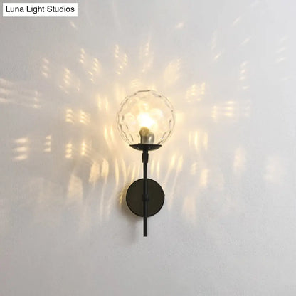 DecorBites™ Contemporary Sphere Glass Sconce Light - Bedroom Wall Mount with 1-Bulb