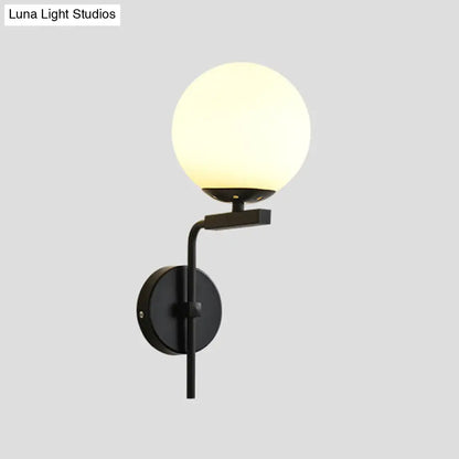 DecorBites™ Contemporary Sphere Glass Sconce Light - Bedroom Wall Mount with 1-Bulb