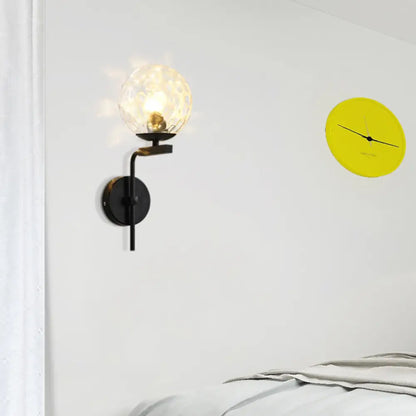 DecorBites™ Contemporary Sphere Glass Sconce Light - Bedroom Wall Mount with 1-Bulb