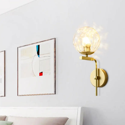 DecorBites™ Contemporary Sphere Glass Sconce Light - Bedroom Wall Mount with 1-Bulb