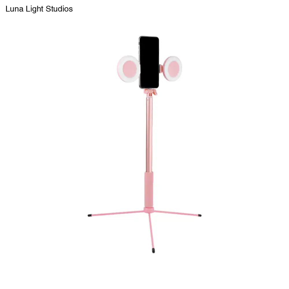 DecorBites™ Contemporary Style Pink LED Fill Light with USB Port - Round Iron Make-Up Lighting