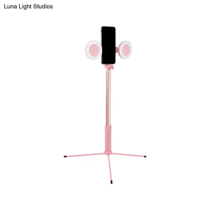 DecorBites™ Contemporary Style Pink LED Fill Light with USB Port - Round Iron Make-Up Lighting