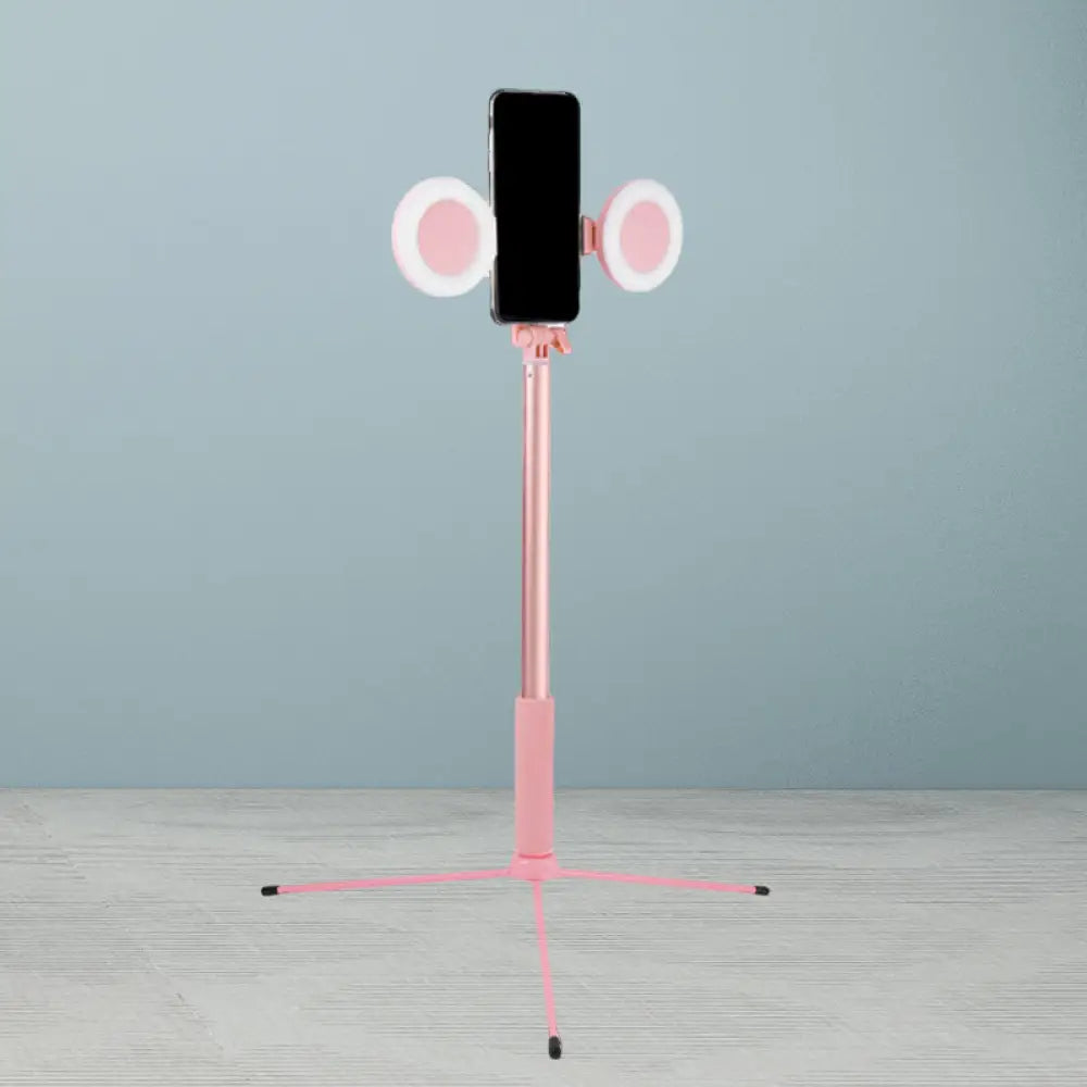 DecorBites™ Contemporary Style Pink LED Fill Light with USB Port - Round Iron Make-Up Lighting
