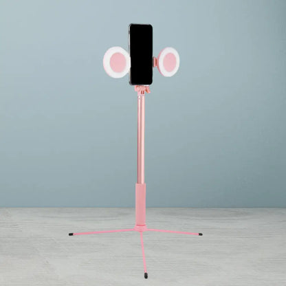 DecorBites™ Contemporary Style Pink LED Fill Light with USB Port - Round Iron Make-Up Lighting