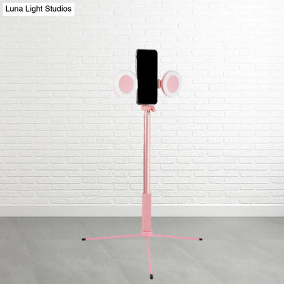 DecorBites™ Contemporary Style Pink LED Fill Light with USB Port - Round Iron Make-Up Lighting