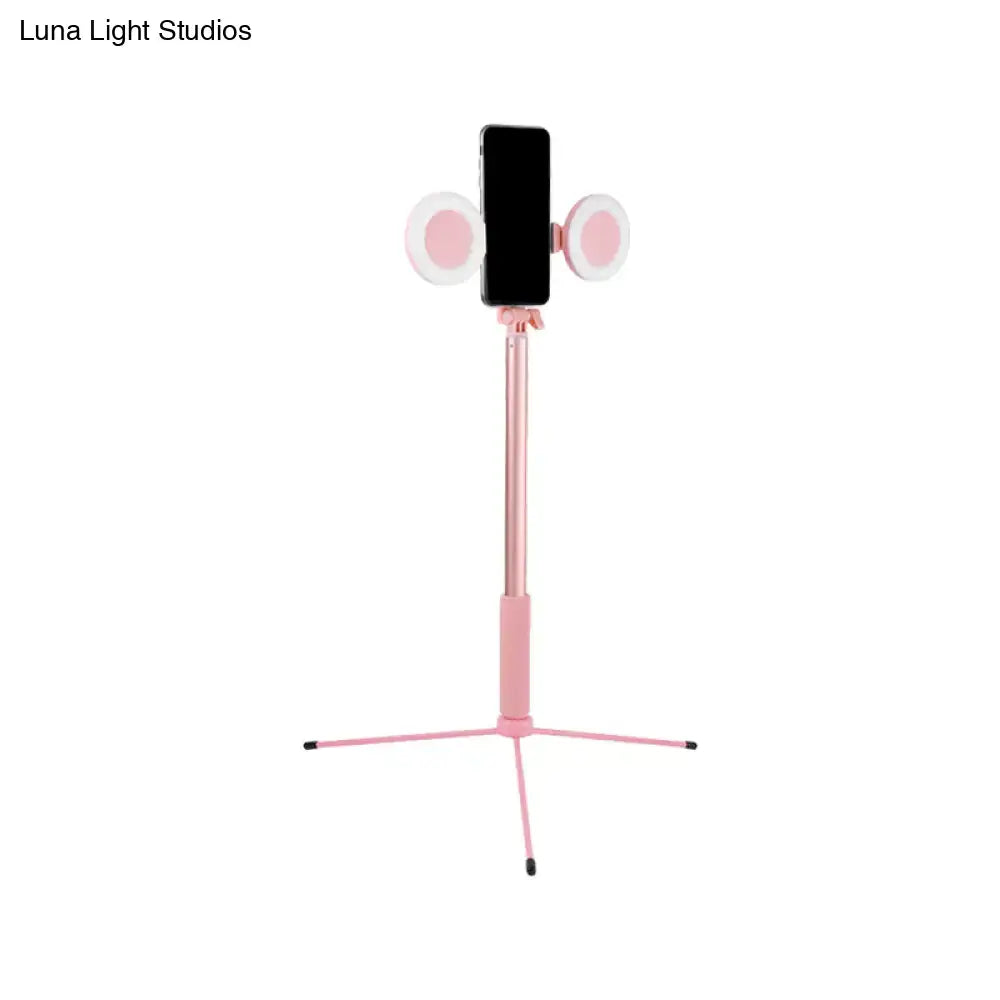 Contemporary style pink selfie ring light with usb port bedroom lamp