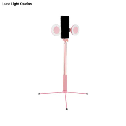 Contemporary style pink selfie ring light with usb port bedroom lamp