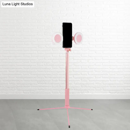Contemporary style pink selfie ring light with usb port bedroom lamp