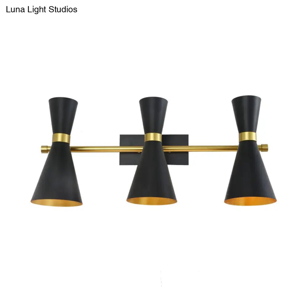 DecorBites™ Contemporary Trumpet Wall Sconce Light in Black/White/Gold with Adjustable Arm and 1-3 Lights