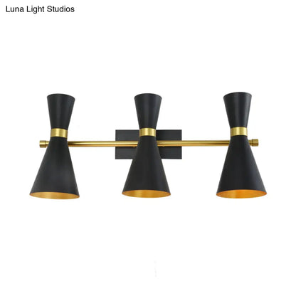 DecorBites™ Contemporary Trumpet Wall Sconce Light in Black/White/Gold with Adjustable Arm and 1-3 Lights