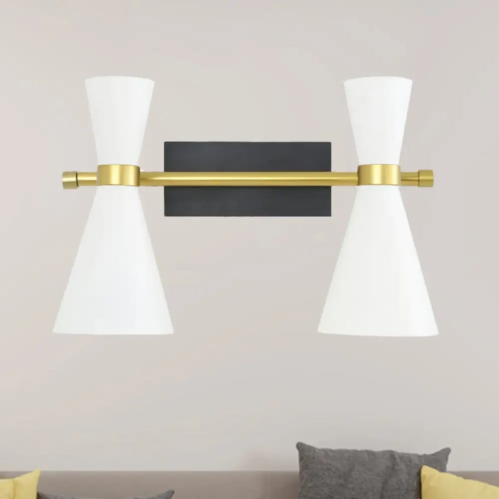 DecorBites™ Contemporary Trumpet Wall Sconce Light in Black/White/Gold with Adjustable Arm and 1-3 Lights