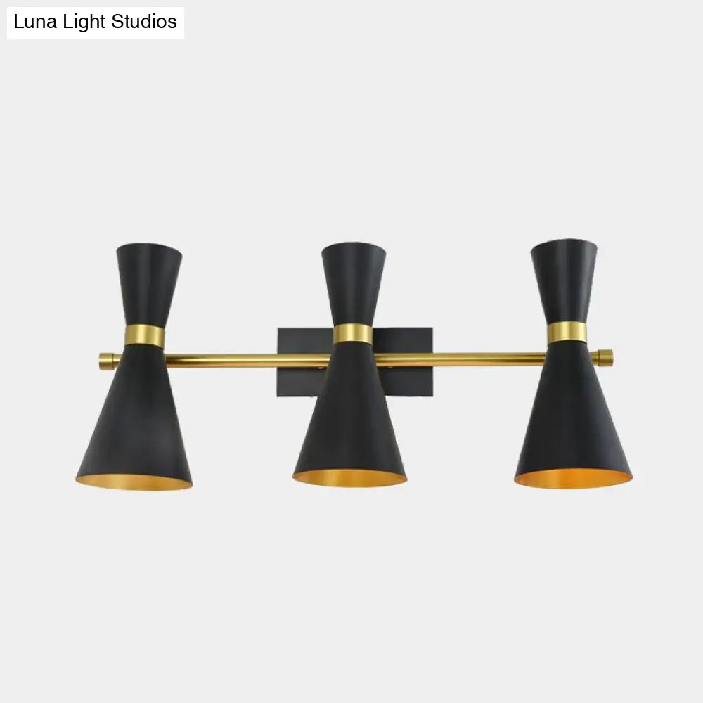 DecorBites™ Contemporary Trumpet Wall Sconce Light in Black/White/Gold with Adjustable Arm and 1-3 Lights