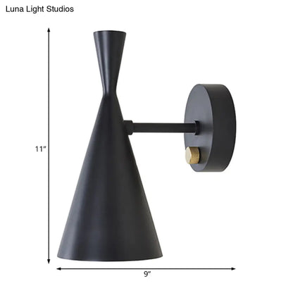 DecorBites™ Contemporary Trumpet Wall Sconce Light in Black/White/Gold with Adjustable Arm and 1-3 Lights