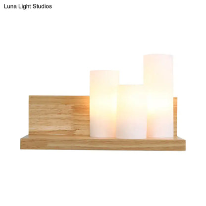 Contemporary tube shade wall lamp with wooden shelf for cloth shop