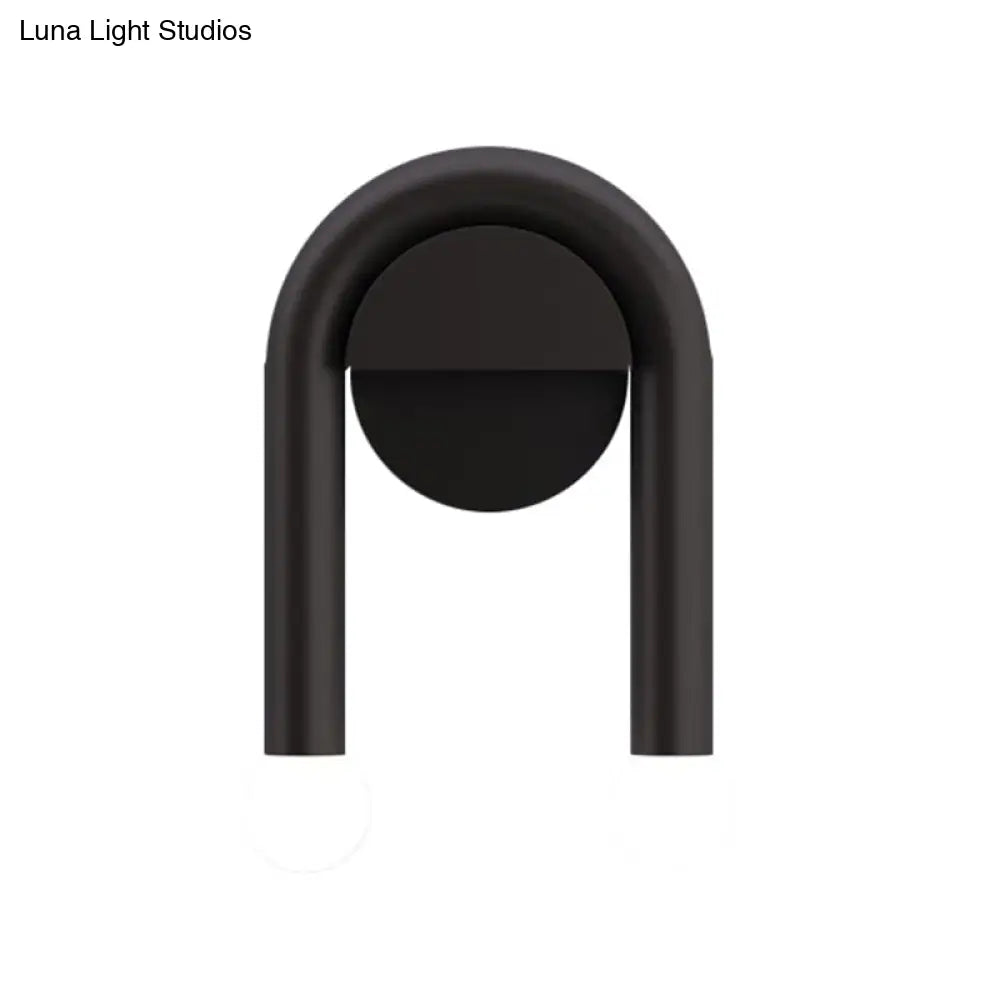 DecorBites™ Contemporary U-Shaped 2-Light Black Wall Mounted Lighting with Opal Glass Shade