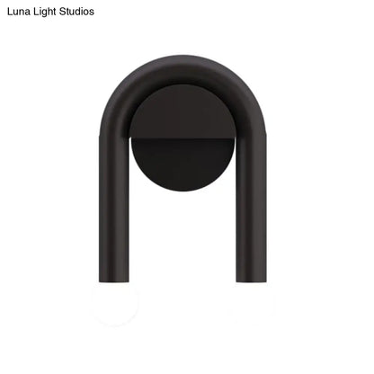 DecorBites™ Contemporary U-Shaped 2-Light Black Wall Mounted Lighting with Opal Glass Shade