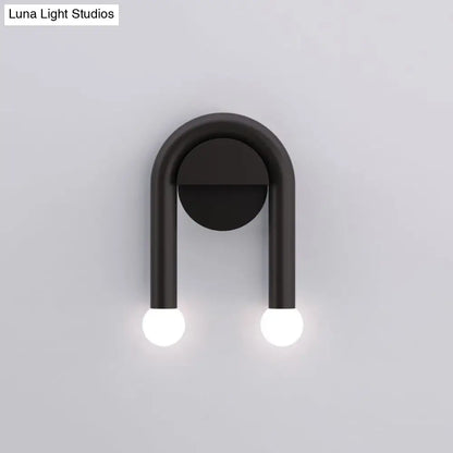 DecorBites™ Contemporary U-Shaped 2-Light Black Wall Mounted Lighting with Opal Glass Shade