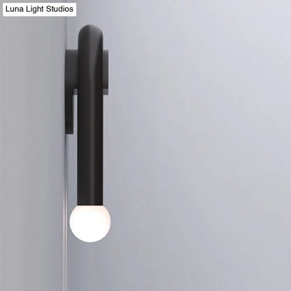 DecorBites™ Contemporary U-Shaped 2-Light Black Wall Mounted Lighting with Opal Glass Shade