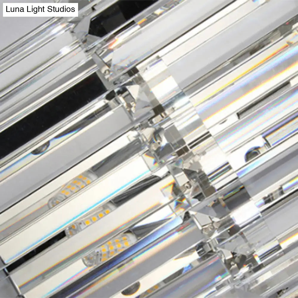 DecorBites™ Contemporary Wall Mounted Crystal Cylinder Sconce Light - 3 Silver Lights