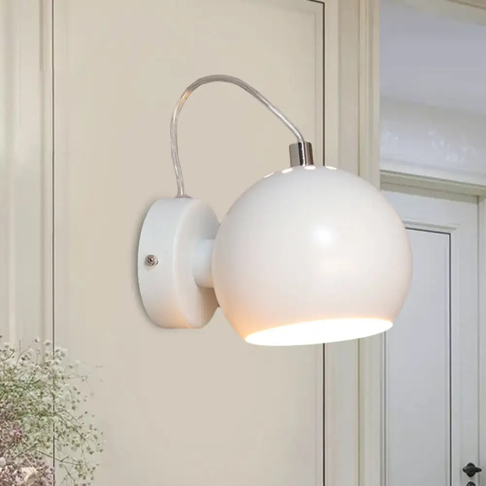 DecorBites™ Contemporary White Adjustable Wall Sconce for Bedside - Iron Dome Wall Mount Lighting Fixture