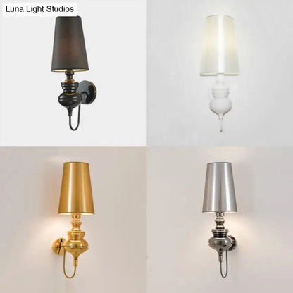 Contemporary white ceramic wall light – bedroom e26 e27 tapered sconce