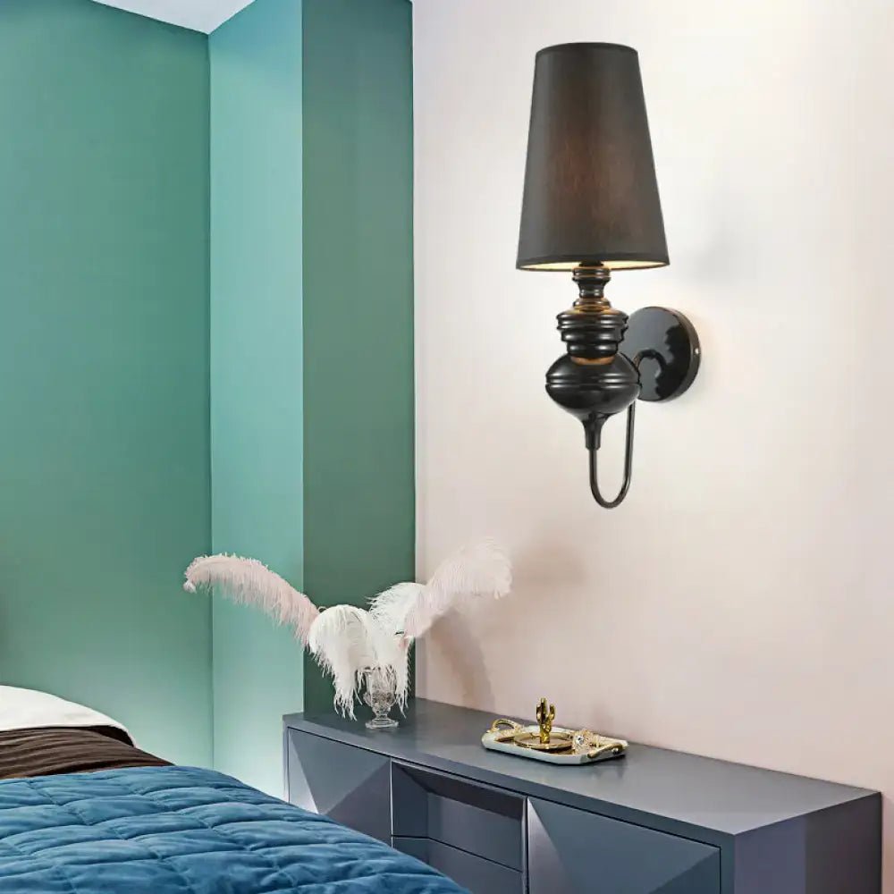 Contemporary white ceramic wall light – bedroom e26 e27 tapered sconce
