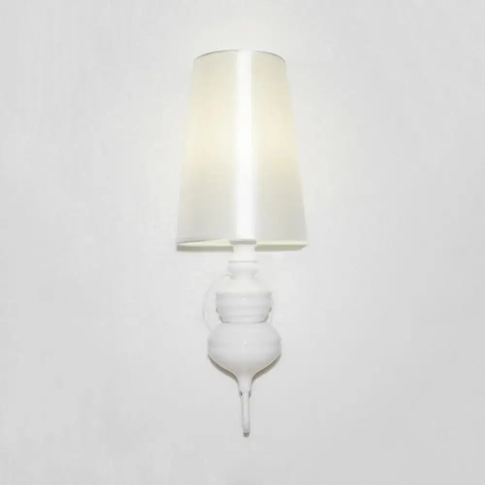 Contemporary white ceramic wall light – bedroom e26 e27 tapered sconce