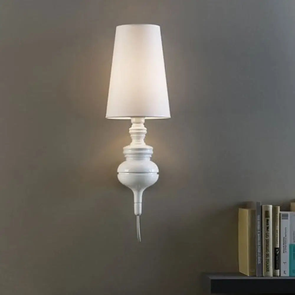 Contemporary white ceramic wall light – bedroom e26 e27 tapered sconce