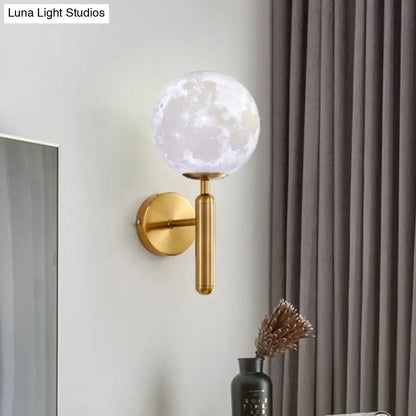 Contemporary white glass wall sconce gold moon light bedroom fixture